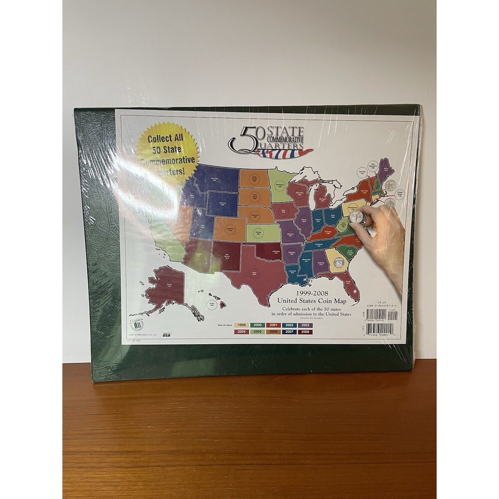 50 Fifty US State Commemorative Quarters Collection Map Album Coin Holder Sealed